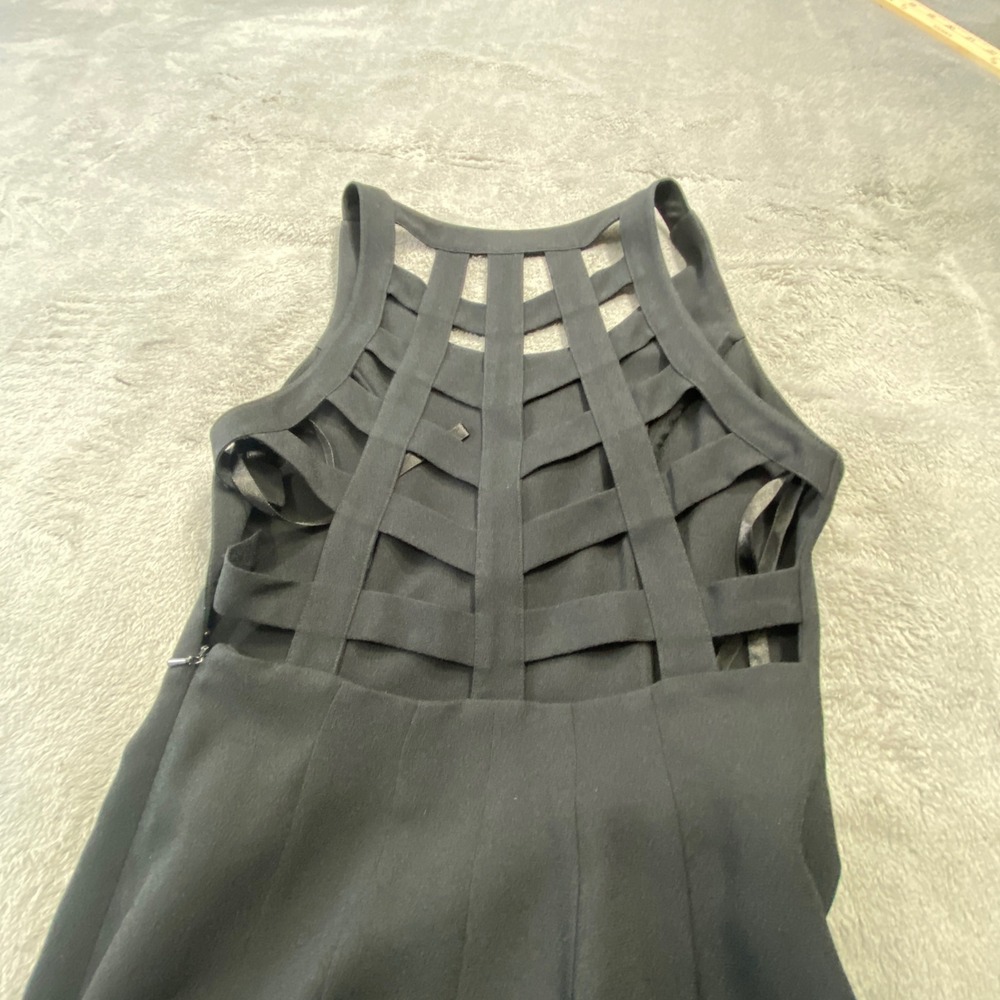 Rex Lester Maxi Dress Women's 2 Black Lattice Cage Back Sleeveless Evening Gown